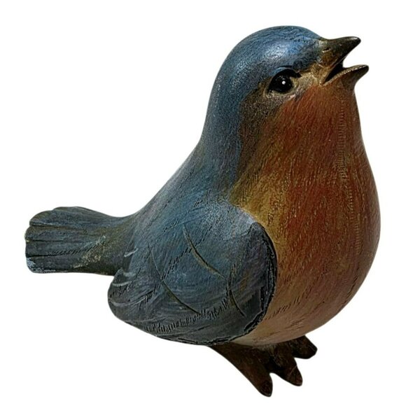 3 Vintage Tii Bird Figurine Red Tanager Bluebird Brown Wren Rustic Country Decor - Picture 3 of 16